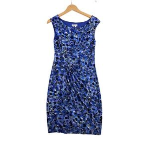 Robbie B Signature Faux Wrap Geometric Circle Print Sleeveless Dress size 10 Blu